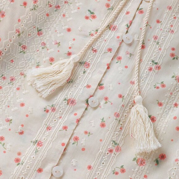 Red Apricot Boho Women's Floral Print V-Neck Blouse - Picture 7 of 8